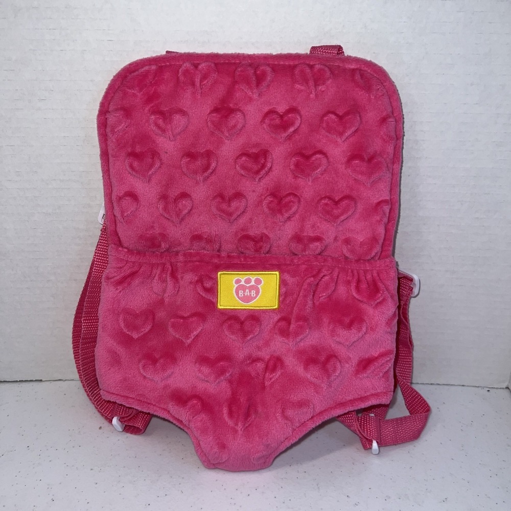Build A Bear Hot Pink Soft Backpack Bear Carrier BAB Plush Pet Baby Adjustable